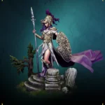 Athena 75mm resin miniature, front view with spear and Gorgon shield